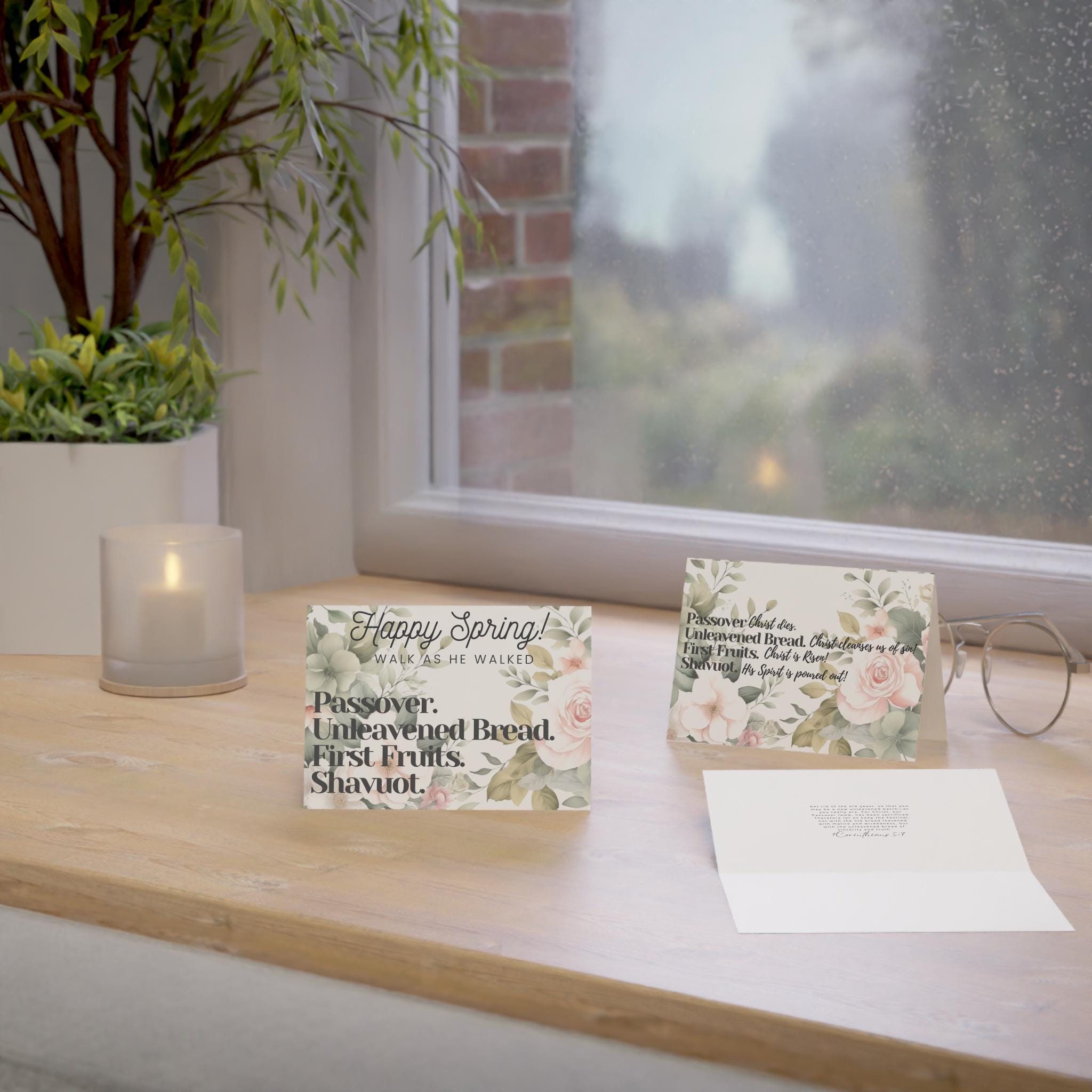Spring Feast Cards Green Floral (10, 30, and 50pcs)