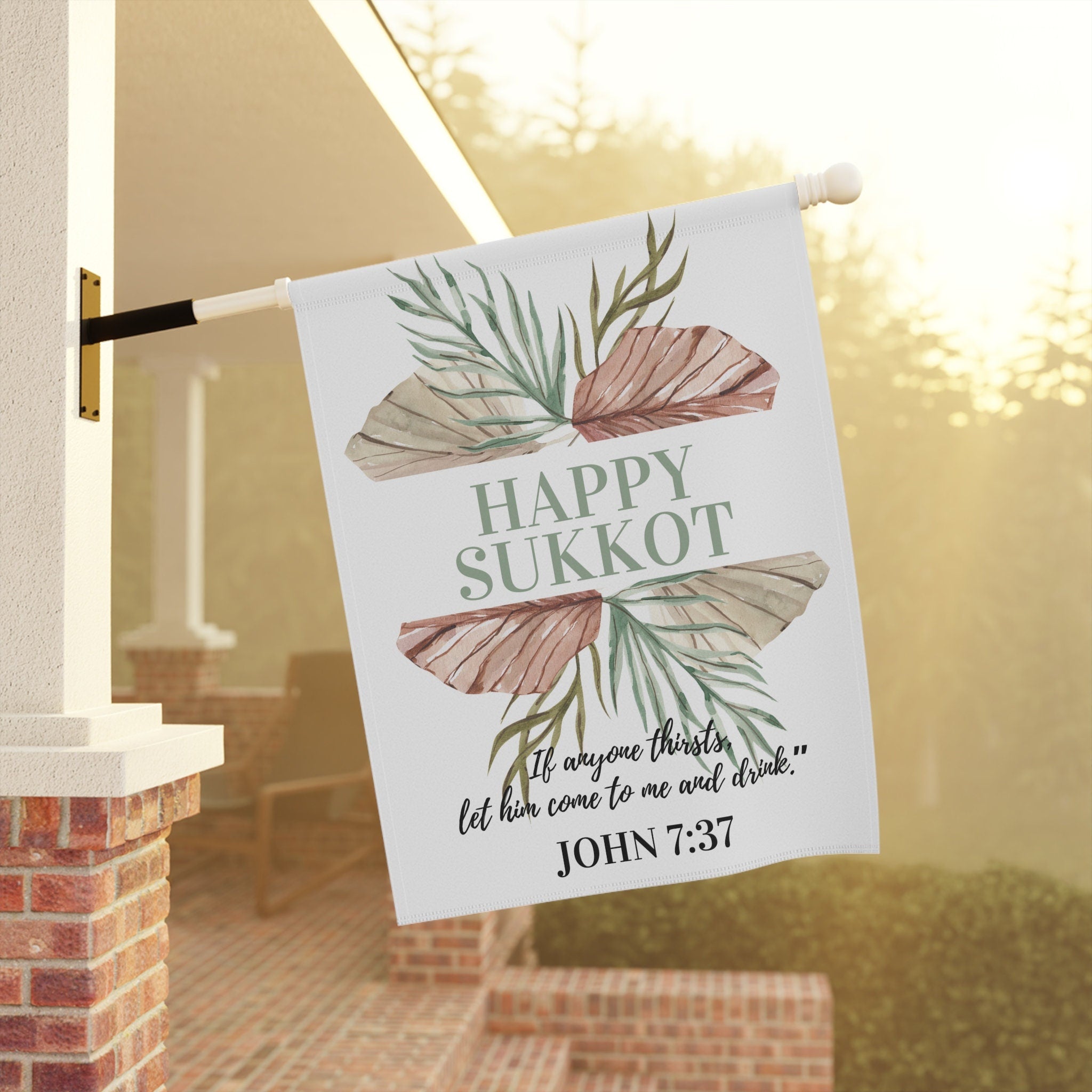 Fall Garden & House Banner Happy Sukkot